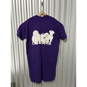 Jerzees Vintage Single Stitch Oversized Night Gown Shirt Dogs Royal Purple OSFA.